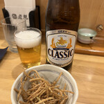 Yuuduru - ビール(中瓶)、お通し