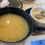 Hamazushi - 私の定番 あさりの味噌汁と茶碗蒸し