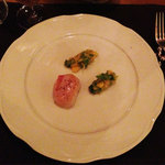 トラットリア イル チルコロ - ラルドを添えた活け帆立貝のソテー インカの目覚めのピューレ