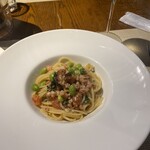 オステリア エジリオ サーラ - コースパスタ　タコと枝豆のペペロンチーノ