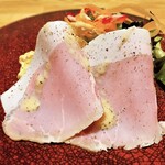 洋食 おがた - サラダ　幸福豚の自家製ロースハムと京都伏見山田ファームの無農薬野菜