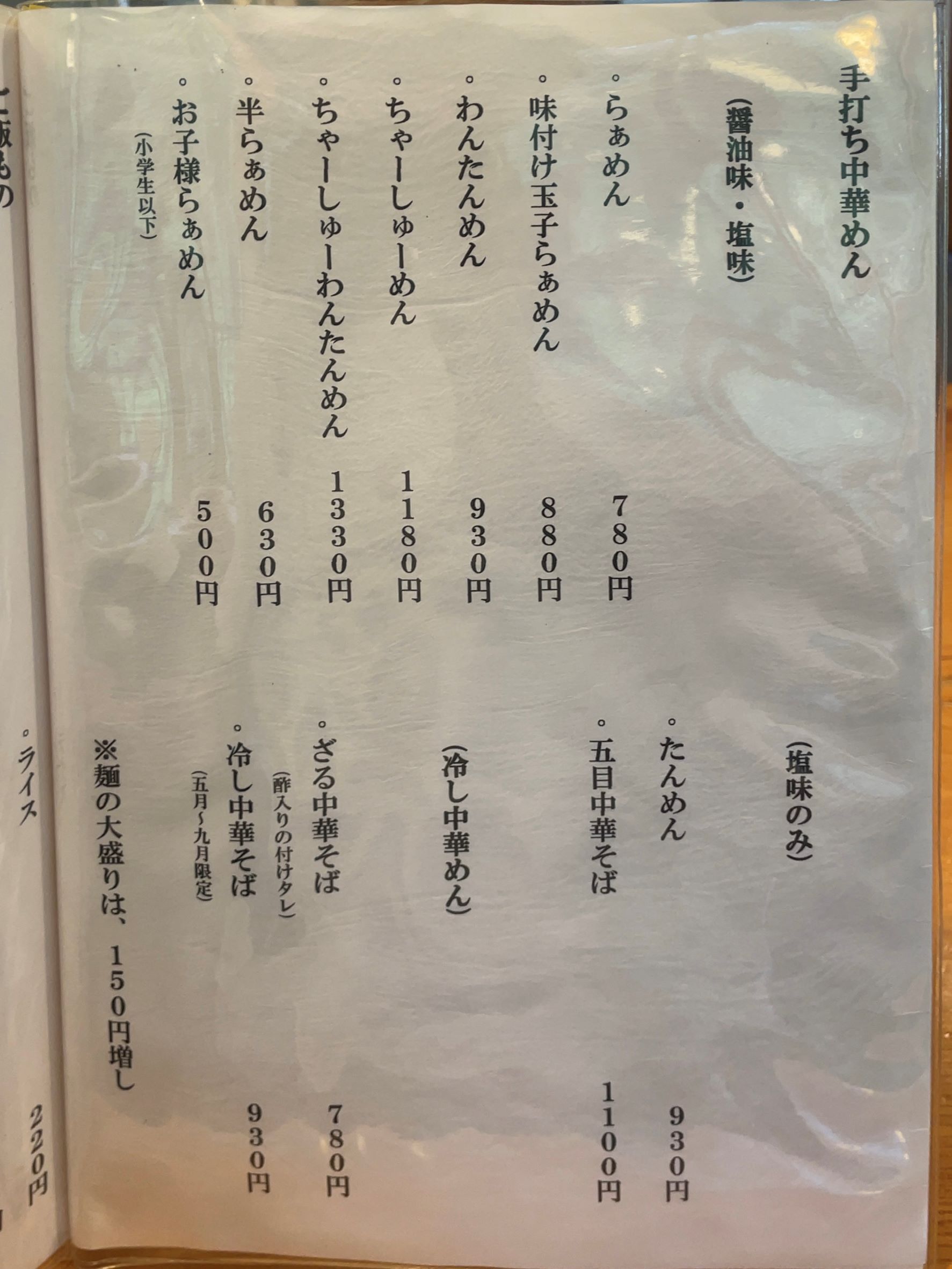 メニュー写真 : たちばな家 (たちばなや) - 武蔵五日市/ラーメン