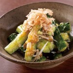 Cucumber with plum crystal dressing