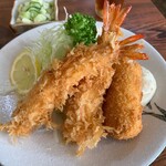 Tonkatsu Keyaki - カニクリーム&エビフライ定食　850円　ライス大盛り＋100円