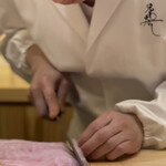 兄弟寿し - のど黒の切付け