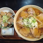 上海 - チャーシューめん大盛(油っこく) with ミニチャーシュー丼