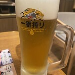 Torigoaji - 目標歩数をクリアしたのでご褒美にルービー
                        
                        この店は一番搾りみたいね。昔は三菱が麒麟、
                        
                        住友がアサヒ、三井がサッポロかサントリーみたいな
                        
                        感じで決まってたけど…今は関係ないみたいね