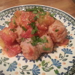 サルシッチャと白茄子のトマト煮込み