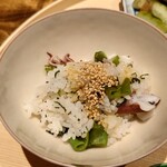 温石 - 豆神頭烏賊と万願寺唐辛子のご飯