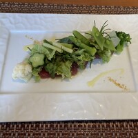ジャンティーユ - 本日のカルパッチョ
                  キハダマグロとエスニック風ドレッシング
                  　※マグロが美味しかった❗️