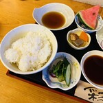 和の食　花豆 - お新香、小鉢、デザート小付きです。