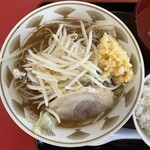 ラーメン もっけだの - 『朝食セット(ラーメン)+ニンニク』の『ラーメンニンニク』