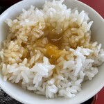 ラーメン もっけだの - 『朝食セット』の『無限ライス(2杯目)+生卵』