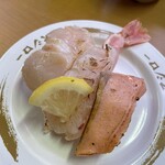 Sushiro - 炙り3巻、ホタテ、赤海老、サーモン