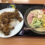 Tenkou - 冷やし中華と牛肉飯セット　1080円