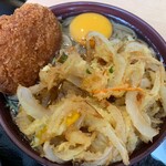 つか蕎麦 - 野菜かきあげそば　+生たまご　+コロッケ