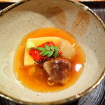 神楽坂 石かわ - 胡麻豆腐とイチジクの餡かけ