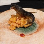 日本料理 TOBIUME - 天竜川の鮎塩焼き　玉蜀黍のフリット