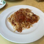 トラットリア・イタリア - 豚肉と玉ネギのトマトソーススパゲッティ