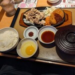 やよい軒 - 兄ぃが頼んだ、　　　　　　　　　　　　　　　　牛乳カルビ焼肉定食［コロッケ付］　　　　　　（税込1,090円）＋生玉子（60円）＝1,150円…