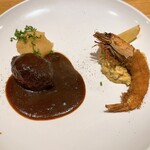 洋食 おがた - ハンバーグと海老フライ