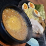 札幌海老麺舎 - 豚骨伊勢海老つけ麺（１，１８０円）＋味玉（１１０円）２０２３年７月