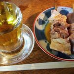 宇ち多゛ - 梅割り(甘め）と　アブラ少ないとことガツ一本ずつお酢です