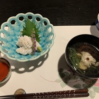 おしょくじ處 今 - ハモ湯引き　　ハモ椀