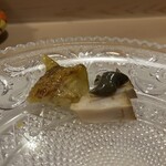 うを徳 - あわび、鮎の肝と白味噌で炊いた青茄子