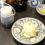 手打うどん すみた - 半熟卵天、特製醤油