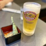 柳ばし - 生ビールとお通し