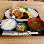 松島 - いつものランチ(エビフライ、チキンカツ、ハンバーグ)