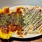 お好み焼き 鉄ちゃん - 大好物のとん平焼きには半分だけ高速マヨ掛けお願いしました