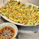 お好み焼き 鉄ちゃん - 葱焼きふわふわです　ちょっと明石焼きのイメージがあります