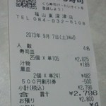 無添くら寿司 - レシート(2013.09.07)