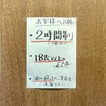 焼鳥 せきね - 入口を抜けるとさらに左手に内扉があってお店のルールが掲示されていました
