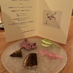 mondo - もくじというお皿。これから出てくる料理の素材をご紹介