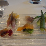 レストラン マノワ - （前菜）伊豆天城山の夏鹿のテリーヌ　長野県大島農園の季節野菜とともに