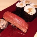 鮨の間 - 鮪づけと、かんぴょう巻き