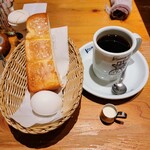 Komeda Kohi Ten - マーガリントースト、ゆで卵、ブレンドコーヒー