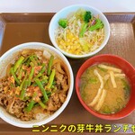 すき家 - ニンニクの芽牛丼ランチセット
