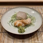 御料理 寺沢 - 眞子鰈と白とり貝とも称される石垣貝の造り