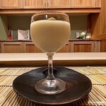 御料理 寺沢 - 白い玉蜀黍 ピュアホワイトの摺流しにたっぷりの生海胆