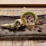 御料理 寺沢 - 万願寺唐辛子の香茸と肉詰め揚げ