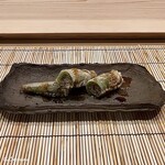 御料理 寺沢 - 万願寺唐辛子の香茸と肉詰め揚げ