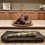 御料理 寺沢 - 超稀少な香茸と万願寺唐辛子の香茸と肉詰め揚げ