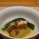 日本料理 幸庵 - みやじ豚、冬瓜、つるむらさきの山椒煮アップ