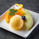 seasonal ice cream and fruits