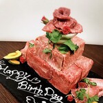 焼肉 Bull's - 誕生日、記念日に、肉ケーキをお作り致します。