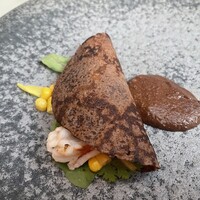 青山 エリュシオンハウス - 燻製ムール貝とトウモロコシの
                      チョコレートクレープタコス